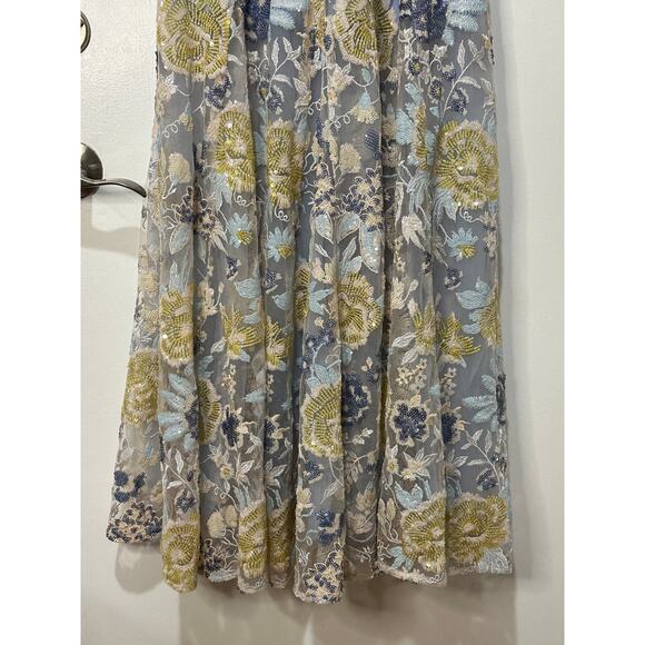 Dress The Population Samira Embellished Chiffon Gown Sky Multi Size Medium NWT - Picture 7 of 16